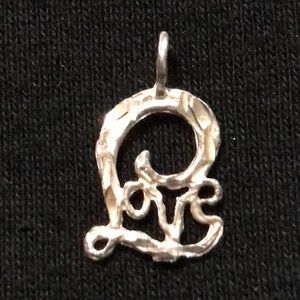 Love diamond cut sterling silver pendant/ Charm